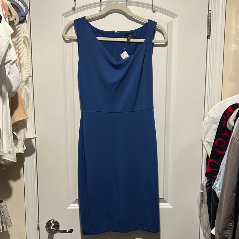 White House Black Market Blue Sleeveless Cocktail Dress